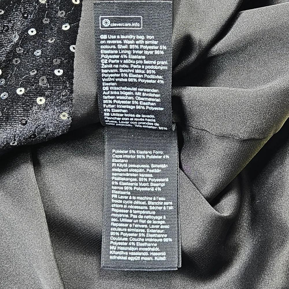 & Other Stories Paris Atelier Black Sequined Blazer Jacket Size 2 Padded Shoulde
